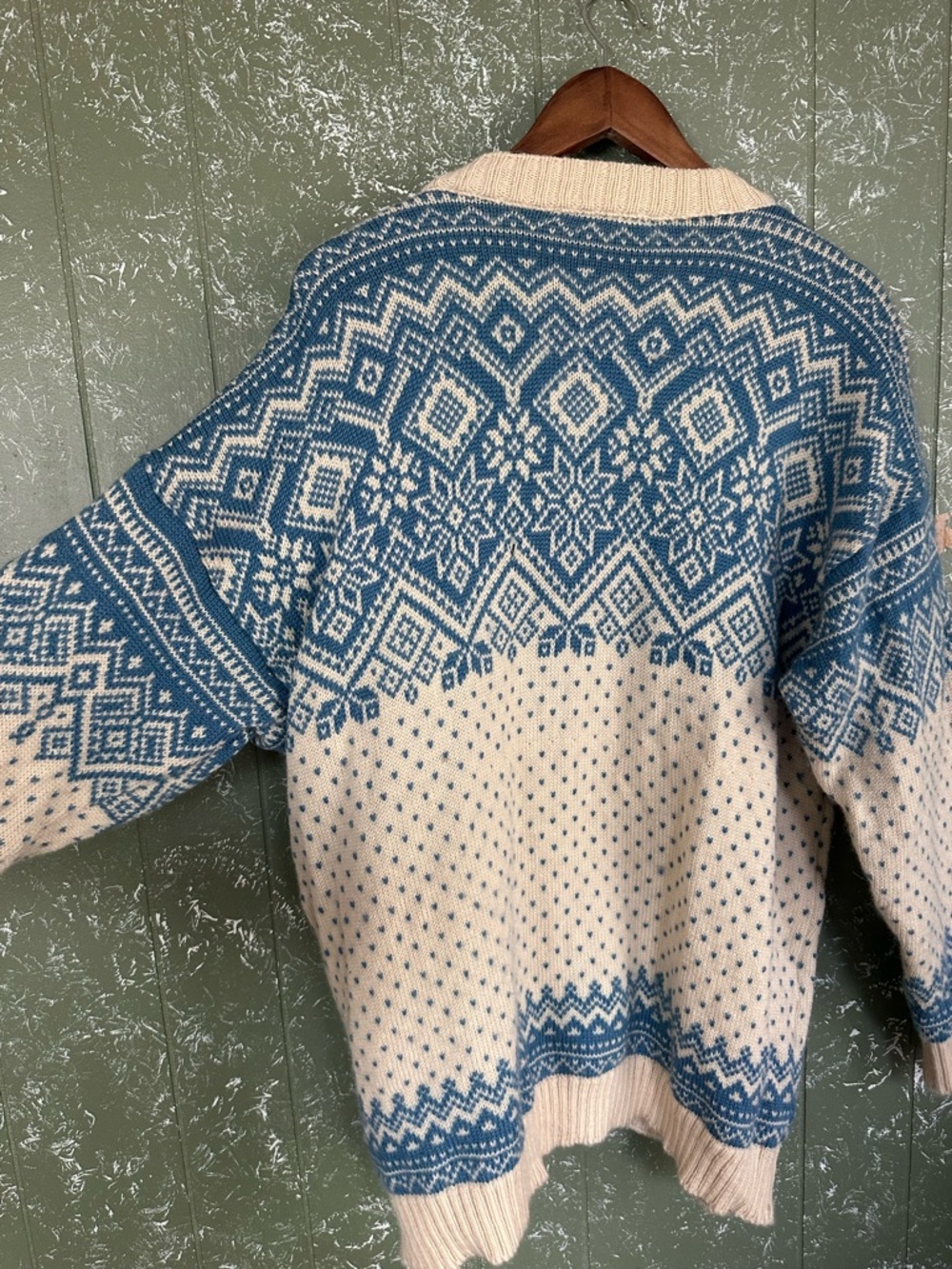 Vintage Devold Norwegian Wool Sweater L | Blue & Cream Nordic Knit